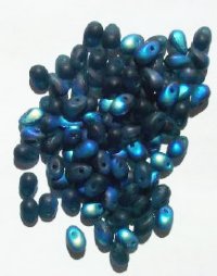 100 4x6mm Transparent Matte Montana Blue AB Drop Beads